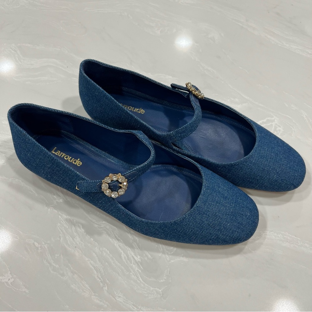 Larroude Blair Ballet Flats Blue Denim Size 8 Women’s shoes